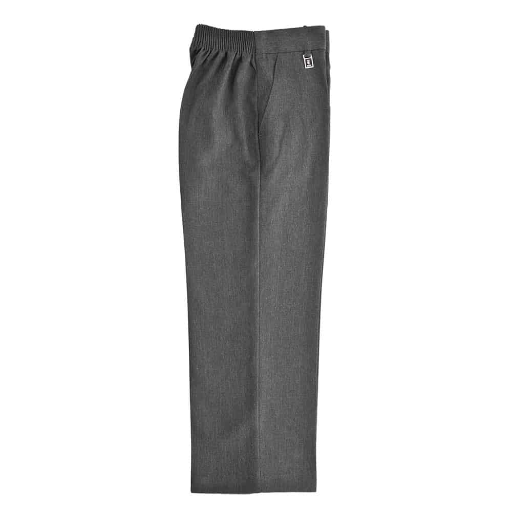 Boys Grey Elastic Back Pull Up Trouser by Zeco - Scallywagz Schoolwear