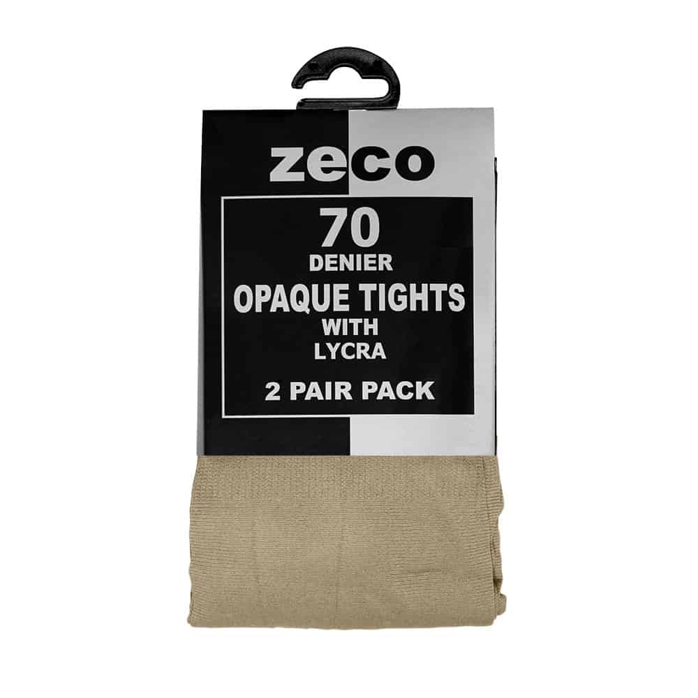 70 Denier Opaque Tights with Lycra (Pk2) by Zeco - Black - Scallywagz  Schoolwear