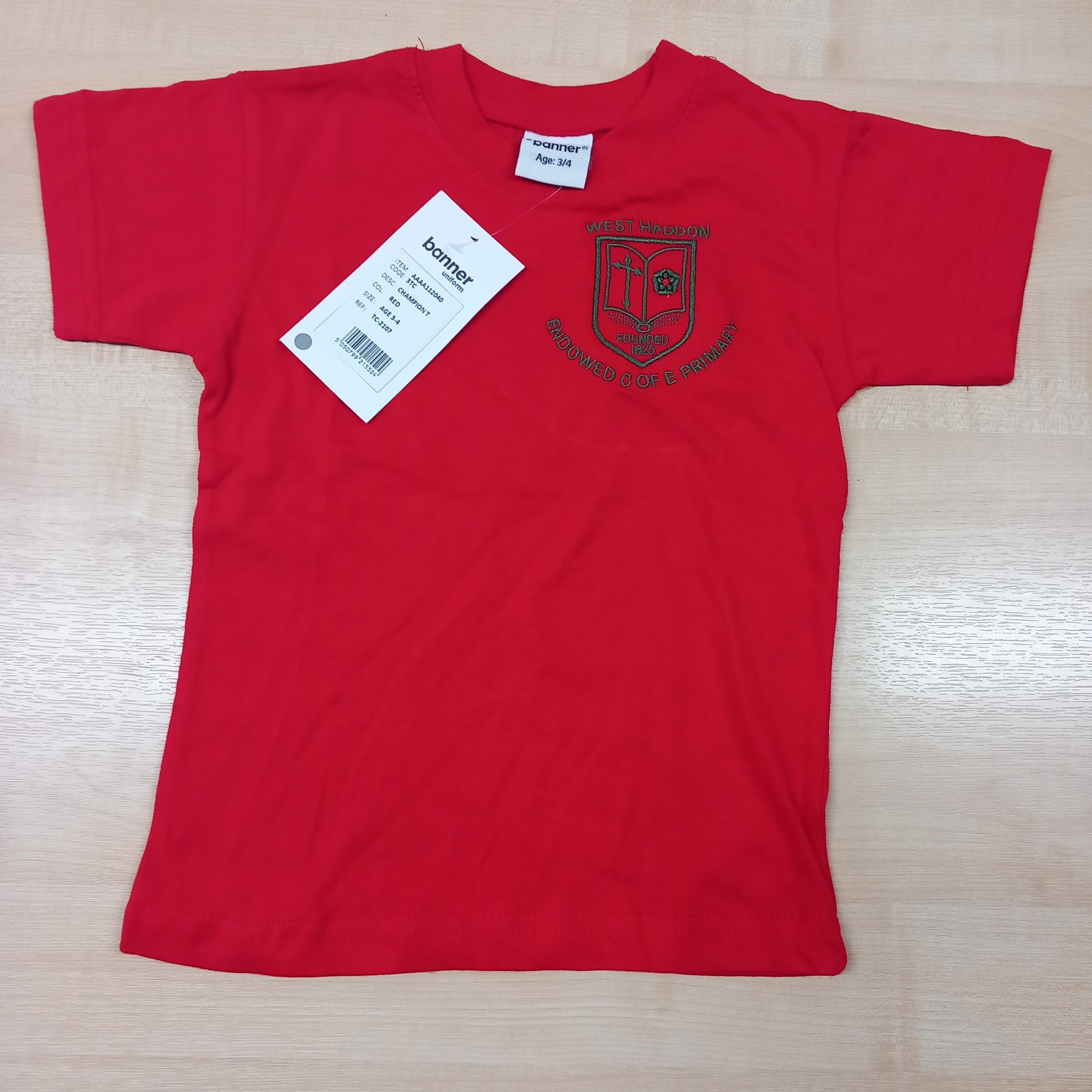 West Haddon Endowed CE Primary School Badged House Colour PE T Shirt ...