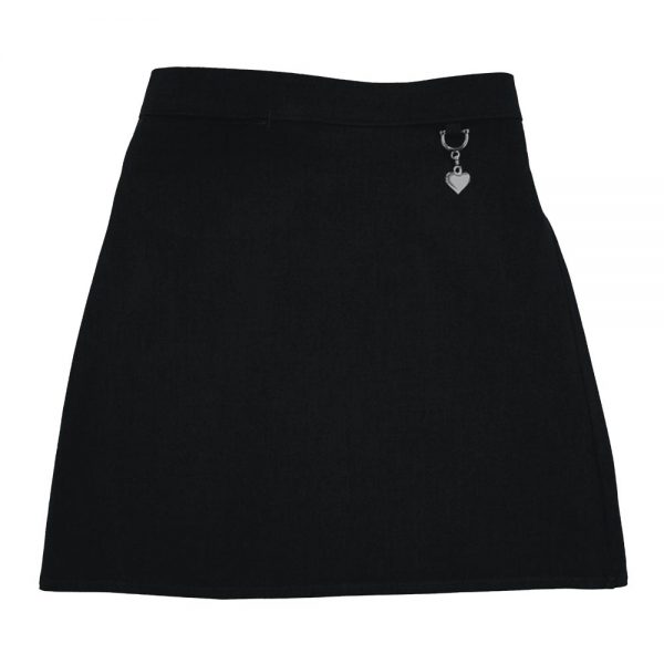 Black Lycra School Skirt with Heart by Zeco